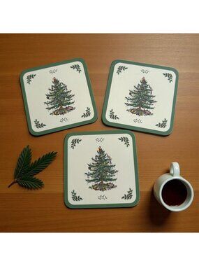 PIMPERNEL Set of 3 Christmas Tree Drink Coasters